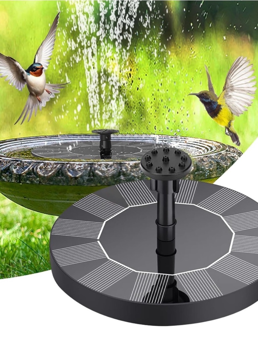 Solar-Powered Fountain Pump - Black